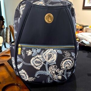 Spartina navy blue, light blue and white tennis backpack